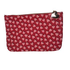 Ipsy Pink Hearts Zippered Bag w/ Charm Cosmetics Makeup Pouch Valentine's Day